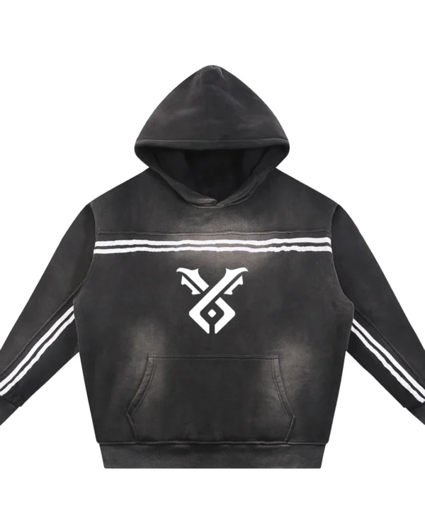 Sun Fade Contrast Tape Hoodie - black