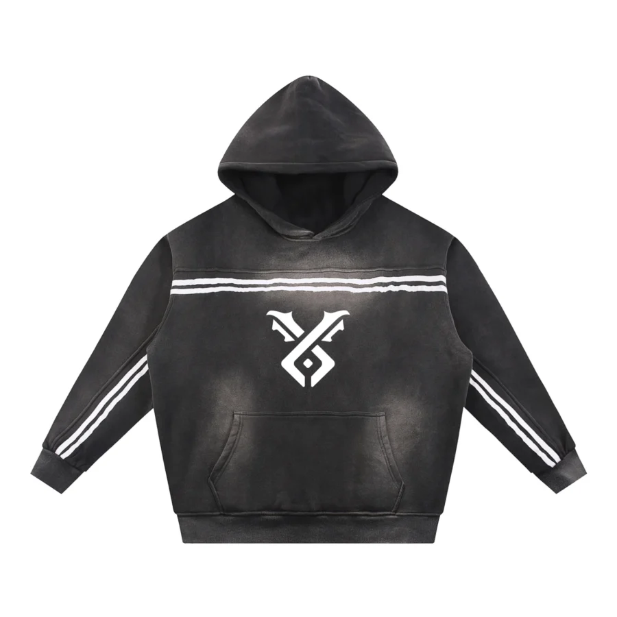 Sun Fade Contrast Tape Hoodie - black