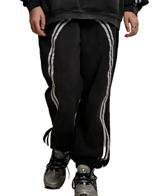 Sun Fade Contrast Tape Sweatpants-black