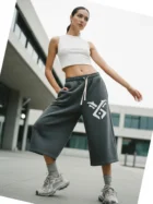 Relaxed Drawstring 3/4 Sweatpants