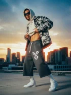 Relaxed Drawstring 3/4 Sweatpants