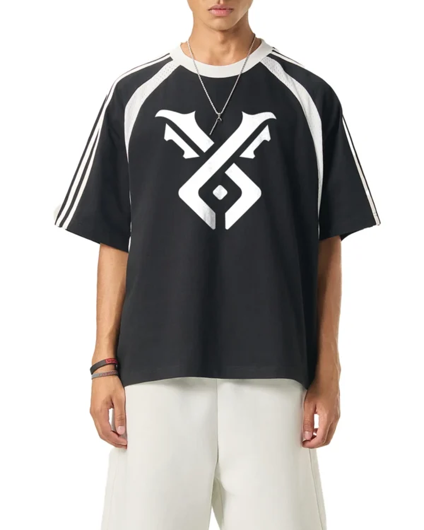 Contrast Stripes T-shirt - black