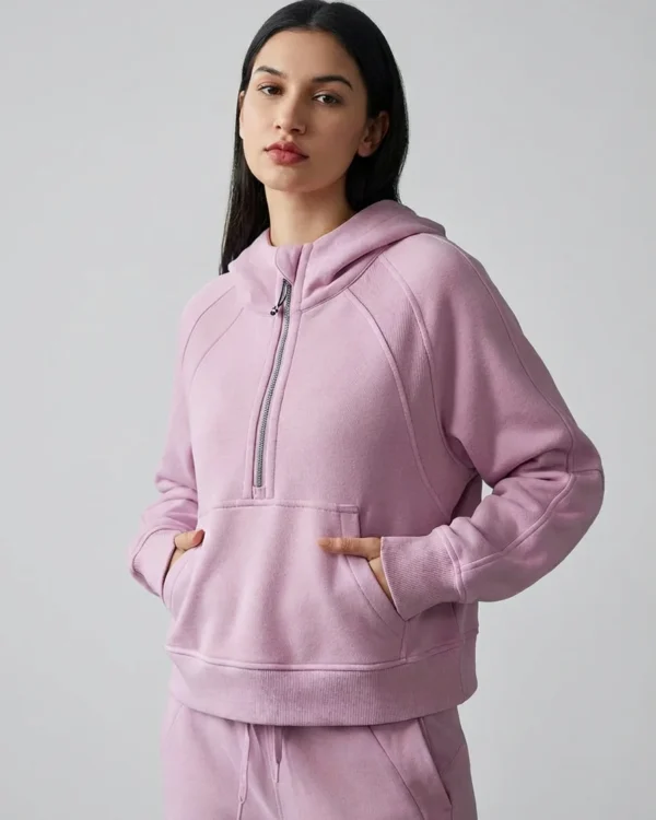 Half-Zip Hoodie - Pink
