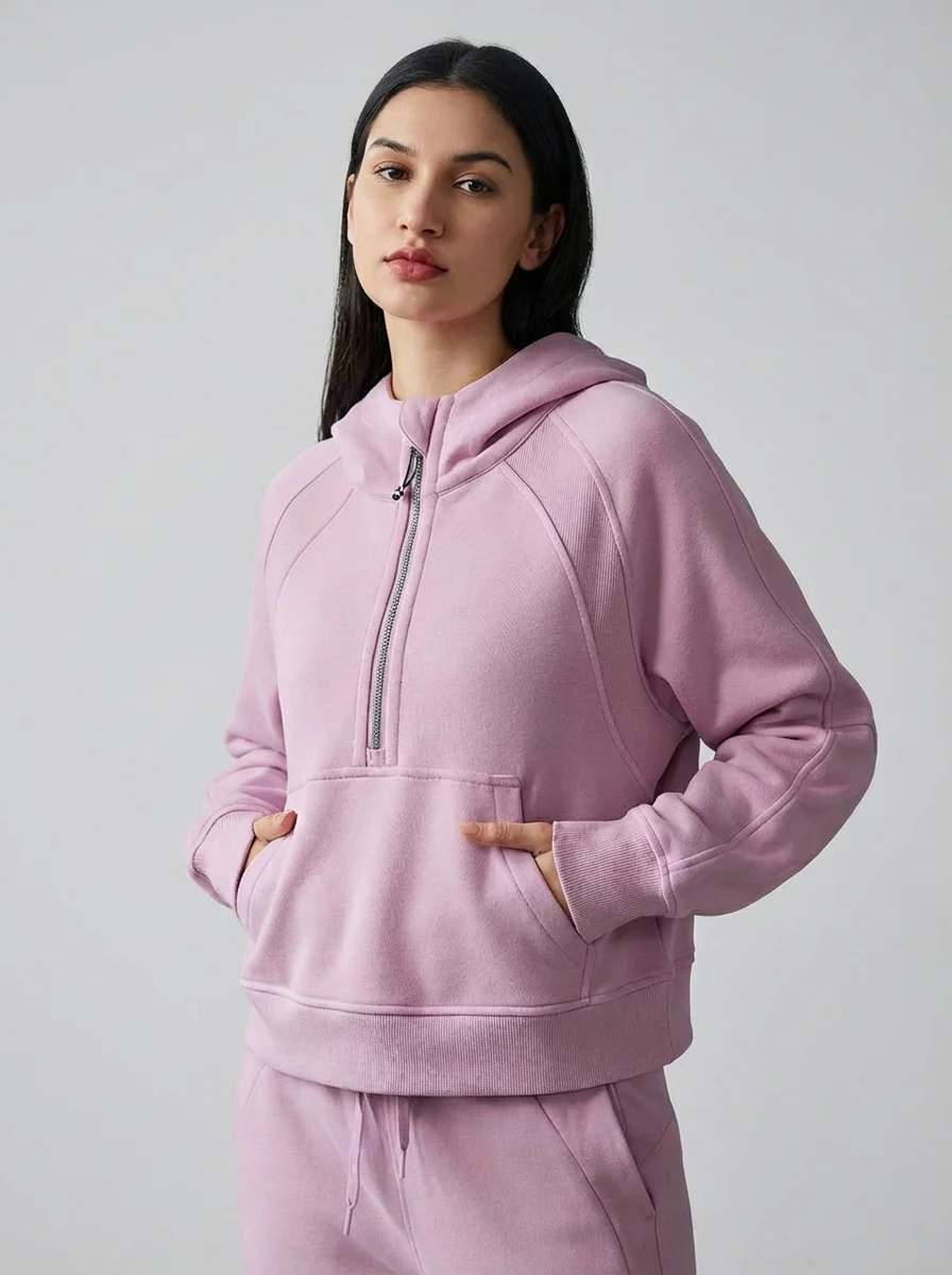 Half-Zip Hoodie - Pink