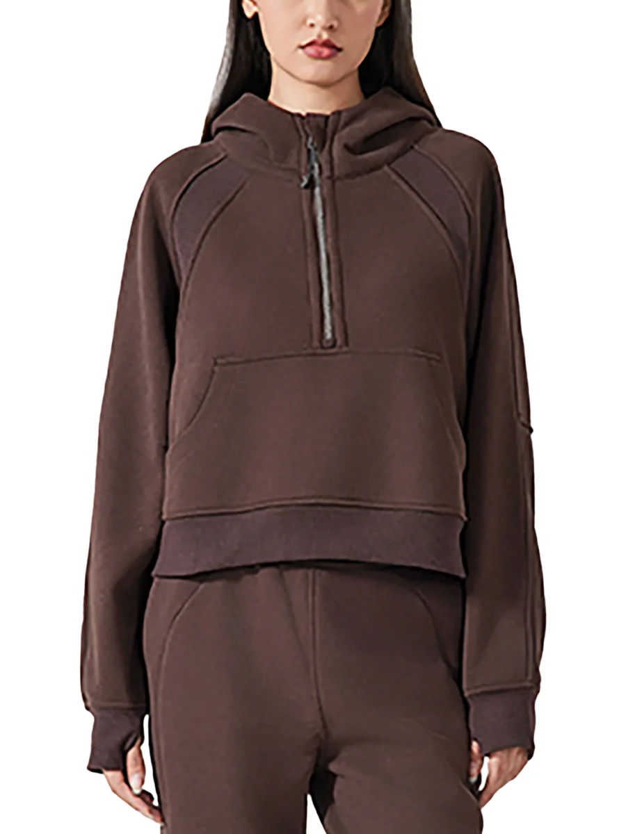 Half-Zip Hoodie - Coffee
