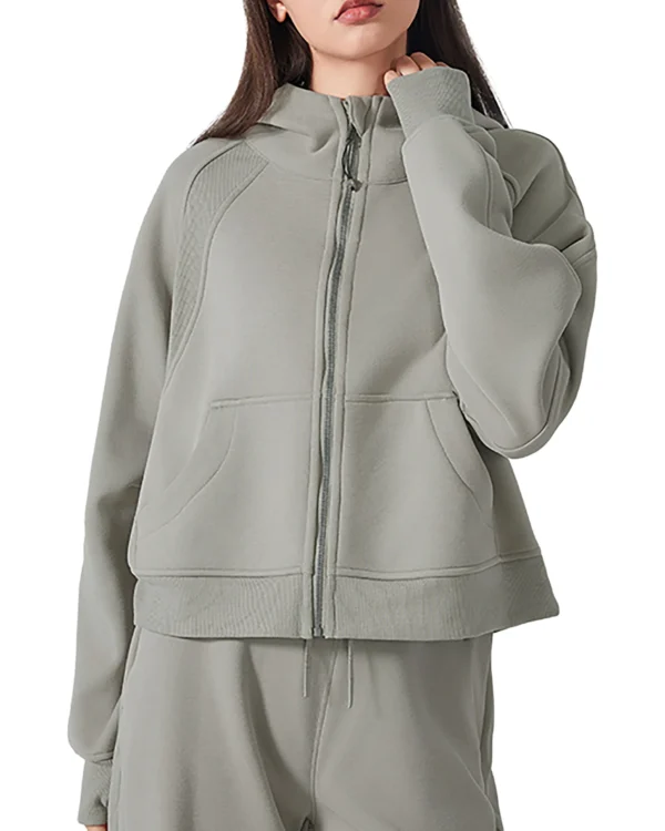 Zip-Through Hoodie - Light Gray