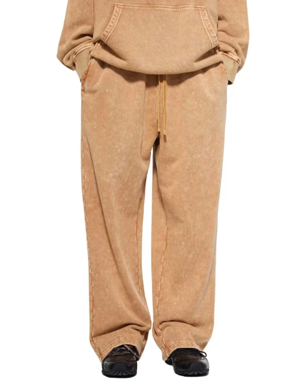 Snow Wash Heavyweight Sweatpants-Brown